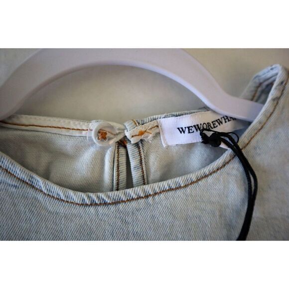 WeWoreWhat WWDT48-1 Women's Sz Small Indigo Comfort Cropped Denim Top - Picture 3 of 8